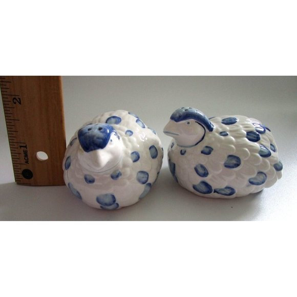 Vintage Ceramic blue and white pheasant/bird - salt and pepper shakers - Abbott - Picture 6 of 7
